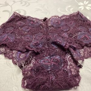 Victoria Secret Boy Short Panty LACEY SIZE SMALL PURPLES.